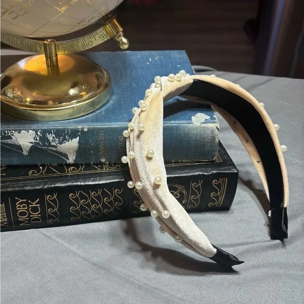 Elegant Pearl-Embellished Cream Headband New! Fashion Headband for Women & Girls